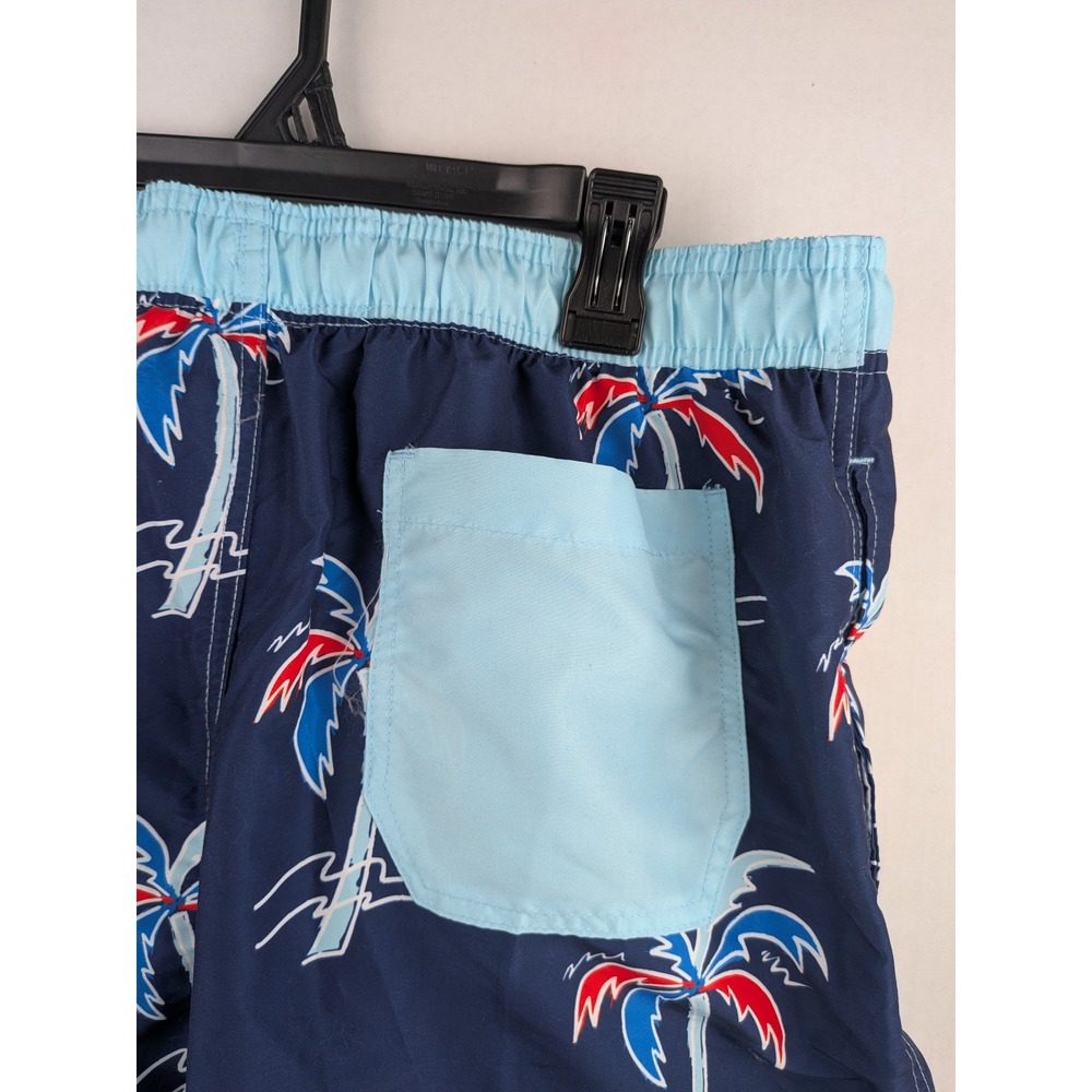 Way to Celebrate Mens Patriotic Palm Tree Swim Trunks Navy Blue Medium 32-34 - Picture 5 of 6